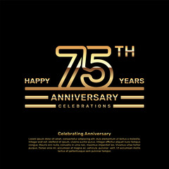 75 year anniversary logo design with double line concept, logo vector template