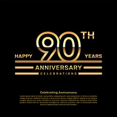 90 year anniversary logo design with double line concept, logo vector template