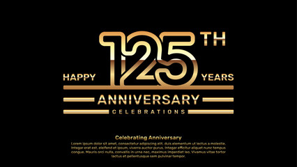 125 year anniversary logo design with double line concept, logo vector template