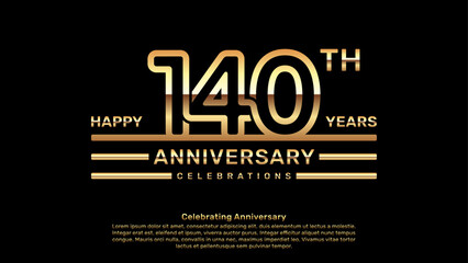 140 year anniversary logo design with double line concept, logo vector template