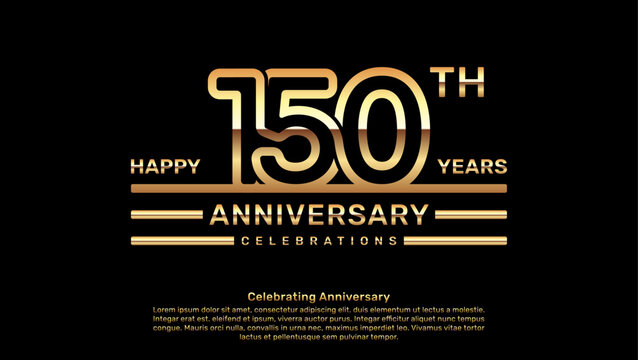 150 Year Anniversary Logo Design With Double Line Concept, Logo Vector Template