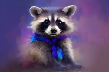 Obraz premium Selective focus generated beautiful portrait of a cute raccoon. (Generative AI)