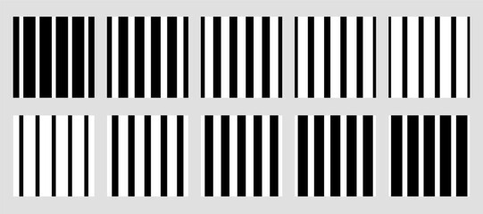 Abstract black and white vertical line patterns. Seamless geometric pattern set. Great for wallpaper, web background, wrapping paper, clothing, bedding, fabric, packaging, invitations and more.