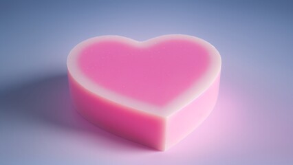 A Uniquely Captivating Pink Heart Shaped Soap On A Blue Background
