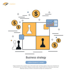 Business strategy, solution search, success flat contour style vector concept illustration