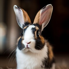 Obraz premium Adorable Harlequin Bunny with Unique Markings, A Bundle of Cuteness