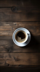 A Cup of Coffee on a Rustic Wooden Table