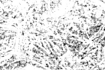 Grunge overlay layer. Abstract black and white vector background. Monochrome original vintage surface with dirty pattern in cracks, spots, dots. Black isolated on white background.