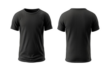 plain black t-shirt mockup design. front and rear view. isolated on transparent background. generative ai - obrazy, fototapety, plakaty