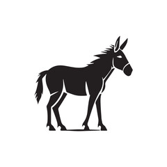 Donkey vector logo - black and white . Abstract drawing Vector illustration