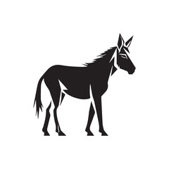 Donkey vector logo - black and white . Abstract drawing Vector illustration