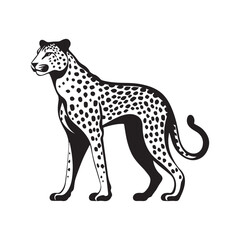 cheetah vector logo - black and white . Abstract drawing Vector illustration