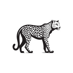cheetah vector logo - black and white . Abstract drawing Vector illustration