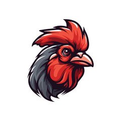 red chicken mascot logo for broiler chicken factory . flat color