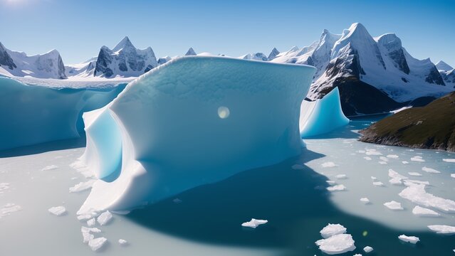 An Image Of An Elegant Iceberg In The Middle Of A Lake