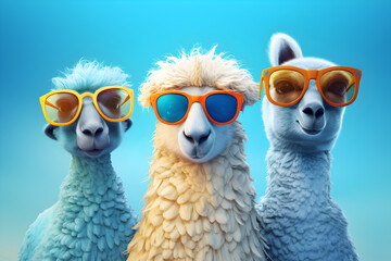 Funny animals wearing sunglasses  - obrazy, fototapety, plakaty