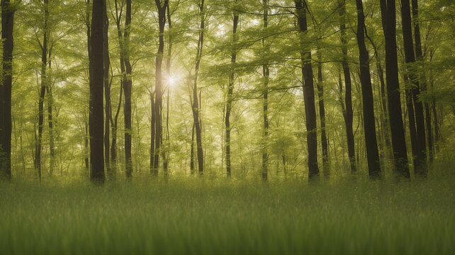 A Beautifully Haunting And Captivating Image Of A Forest With Tall Trees