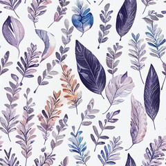 Whimsical Watercolor: A Natural Green Spring Pattern of Modern Decorative Leaves in a Refreshing Seamless Design