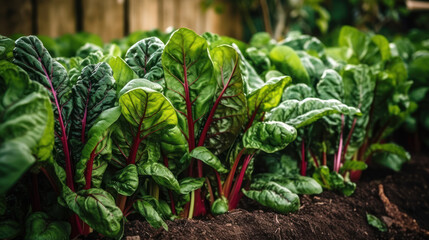Swiss Chard Growing in a Outdoor Ecological Vegetable Garden
