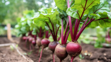 Beets Growing in a Outdoor Ecological Vegetable Garden