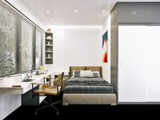 interior of a bedroom, study room. 3d rendering