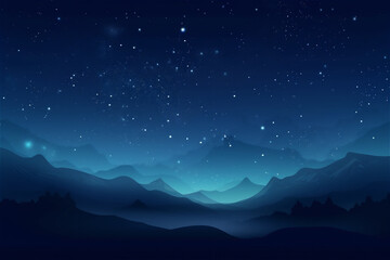Naklejka na ściany i meble Blue dark night sky with many stars above field of trees. Milkyway background. AI generated content