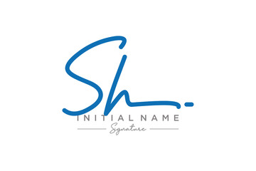 Initial SH signature logo template vector. Hand drawn Calligraphy lettering Vector illustration.
