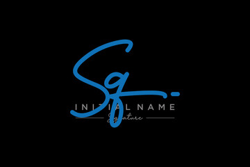 Initial SQ signature logo template vector. Hand drawn Calligraphy lettering Vector illustration.