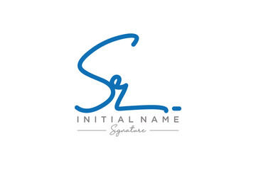 Initial SR signature logo template vector. Hand drawn Calligraphy lettering Vector illustration.