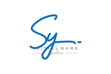 Initial SY signature logo template vector. Hand drawn Calligraphy lettering Vector illustration.