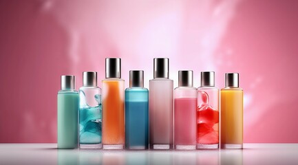 Various beauty products, skincare and makeup products, cosmetics picture, AI generated
