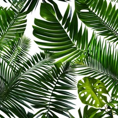 1173 Tropical Palm Leaves: A vibrant and tropical background featuring lush palm leaves in tropical shades of green, creating a tropical paradise atmosphere4, Generative AI