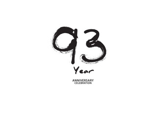 93 year anniversary celebration logotype on white background for poster, banner, flyer, invitations or greeting card, 93 number logo design, 93th Birthday invitation, anniversary vector template - obrazy, fototapety, plakaty