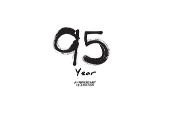 95 year anniversary celebration logotype on white background for poster, banner, flyer, invitations or greeting card, 95 number logo design, 95th Birthday invitation, anniversary vector template