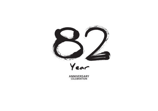 82 year anniversary celebration logotype on white background for poster, banner, flyer, invitations or greeting card, 82 number logo design, 82th Birthday invitation, anniversary vector template