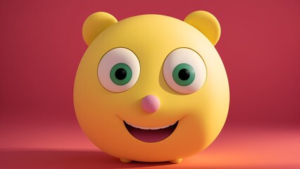 An Artful Depiction Of A Vivid Yellow Smiley Face With Green Eyes