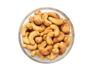 Cashew nuts in bowl on a white
