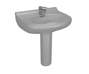 3d rendering white bathroom pedestal sink