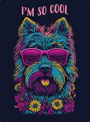 I'm So Cool t shirt design, as vibrant neon colors with a retro style, suitable for printing on t-shirts, prints, posters