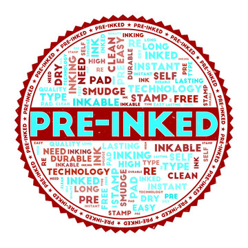 PRE INKED word image. Pre-inked concept with word clouds and round text. Nice colors and grunge texture. Awesome vector illustration.
