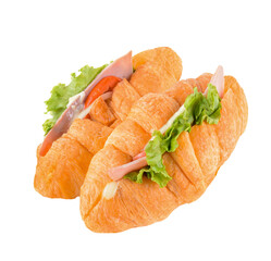 Croissant with ham cheese isolated  on  transparent png