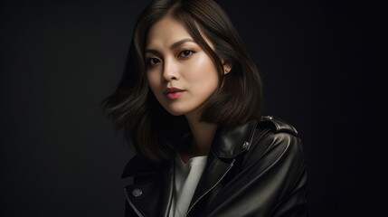 Fototapeta na wymiar Pretty Asian girl in a close up shot - made with Generative AI tools
