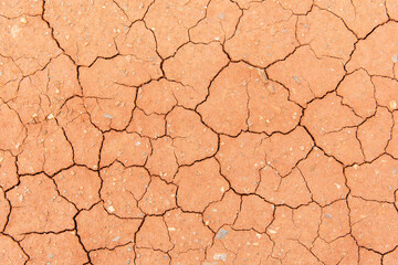 Detalle de tierra seca agrietada debido a la sequía