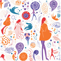 Motherly Blooms pattern design for print