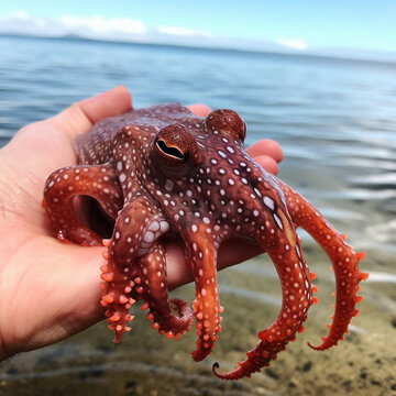 Generative Ai image of colorful octopus in the ocean