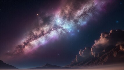 Fototapeta premium A Depiction Of A Dramatically Lit Galaxy With A Distant Star Field