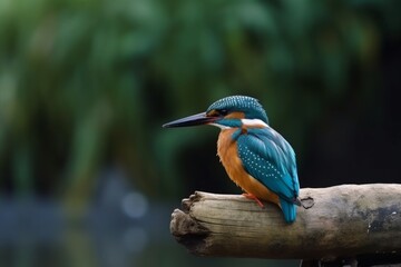 Common kingfisher alcedo atthis in natural habitat, Generative ai