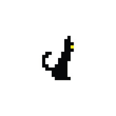 Fototapeta premium this is a cat in pixel art with black color,this item good for presentations,stickers, icons, t shirt design,game asset,logo and project.