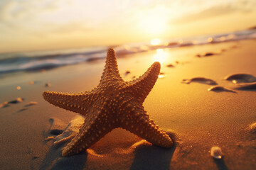 Fototapeta na wymiar starfish on the beach created using generative AI tools