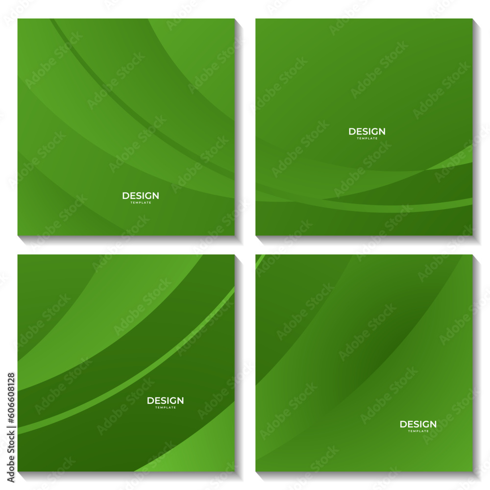 Poster set of squares abstract green gradient wave modern background for business